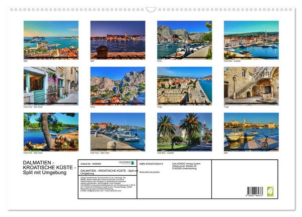 Produktbild: DALMATIEN - KROATISCHE K&Uuml;STE - Split mit Umgebung (Wandkalender 2026 DIN A2 quer), CALVENDO Monatskalender