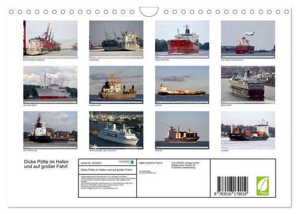 Produktbild: Dicke P&ouml;tte im Hafen und auf gro&szlig;er Fahrt (Wandkalender 2026 DIN A4 quer), CALVENDO Monatskalender