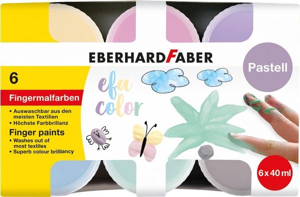 Produktbild: Fingerfarbe 40ml 6er Schachtel mit Pastellfarben