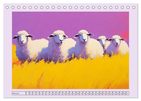 Produktbild: Tiere auf dem Bauernhof. Farbenfrohe Tierportraits im Stil der &Ouml;lmalerei (Tischkalender 2026 DIN A5 quer), CALVENDO Monatskalender