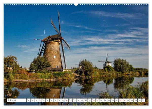 Produktbild: Die Windm&uuml;hlen von Kinderdijk - UNESCO Welterbe (hochwertiger Premium Wandkalender 2026 DIN A2 quer), Kunstdruck in Hochglanz