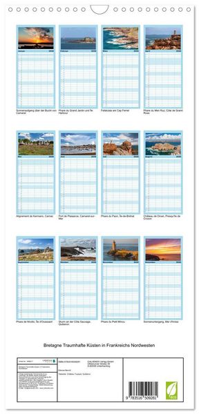 Produktbild: Familienplaner 2026 - Bretagne Traumhafte K&uuml;sten in Frankreichs Nordwesten mit 5 Spalten (Wandkalender, 21 x 45 cm) CALVENDO