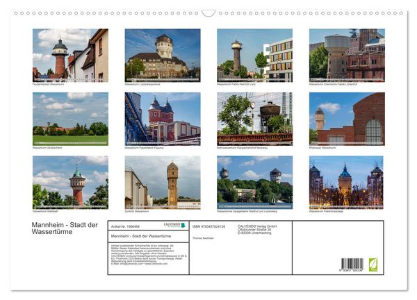 Produktbild: Mannheim - Stadt der Wassert&uuml;rme (Wandkalender 2026 DIN A2 quer), CALVENDO Monatskalender