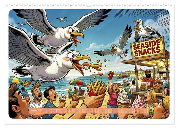 Produktbild: Gierige M&ouml;wen - Comic (hochwertiger Premium Wandkalender 2027 DIN A2 quer), Kunstdruck in Hochglanz