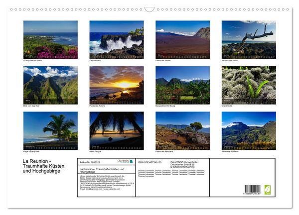 Produktbild: La Reunion - Traumhafte K&uuml;sten und Hochgebirge (Wandkalender 2026 DIN A2 quer), CALVENDO Monatskalender