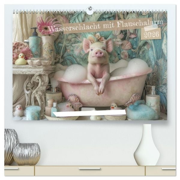Produktbild: Wasserschlacht mit Flauschalarm (hochwertiger Premium Wandkalender 2026 DIN A2 quer), Kunstdruck in Hochglanz