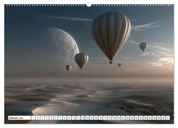 Produktbild: Himmelsmagie in Ballonfarben (hochwertiger Premium Wandkalender 2026 DIN A2 quer), Kunstdruck in Hochglanz