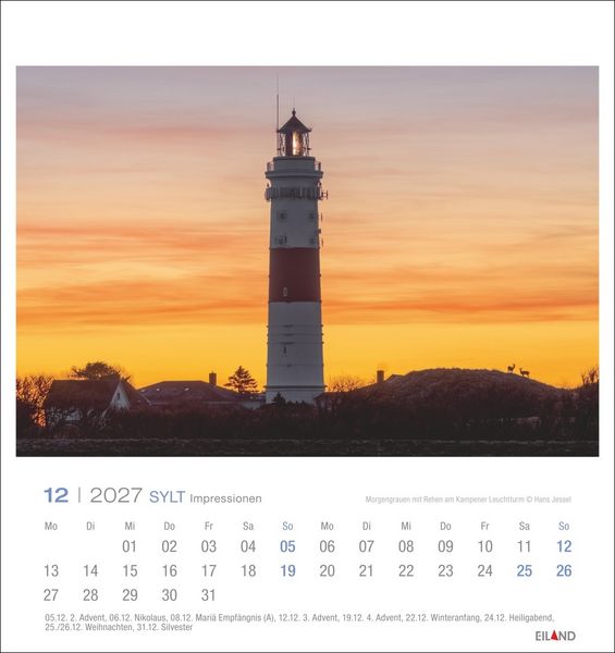 Produktbild: Sylt Impressionen Postkartenkalender 2027