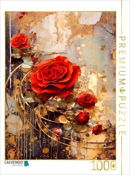 Produktbild: CALVENDO Puzzle Rote Rosen | 1000 Teile Lege-Gr&ouml;&szlig;e 64x48cm Foto-Puzzle f&uuml;r gl&uuml;ckliche Stunden
