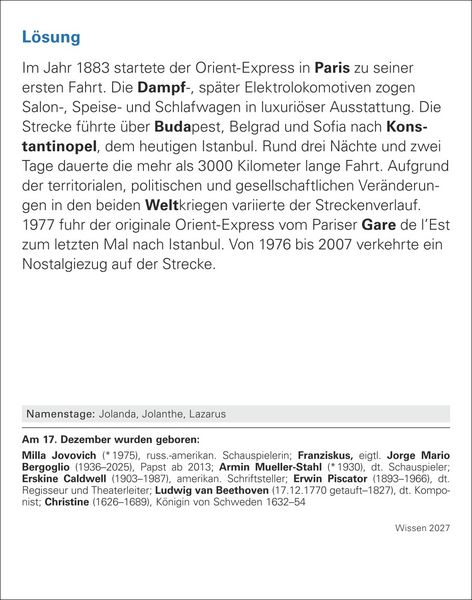 Produktbild: Wissen Tagesabrei&szlig;kalender 2027 - Quizfragen aus Geschichte, Politik, Kultur, Technik und Sport