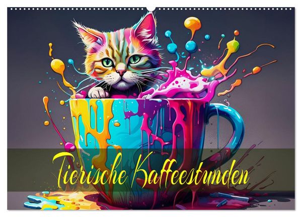 Tierische Kaffeestunden (Wandkalender 2025 DIN A2 quer), CALVENDO Monatskalender