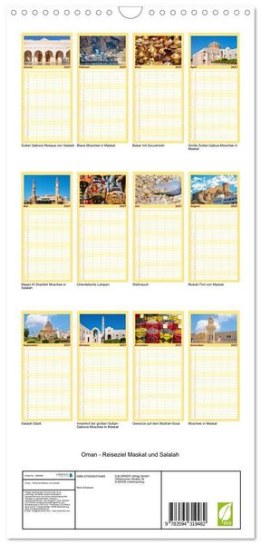 Produktbild: Familienplaner 2027 - Oman - Reiseziel Maskat und Salalah mit 5 Spalten (Wandkalender, 21 x 45 cm) CALVENDO
