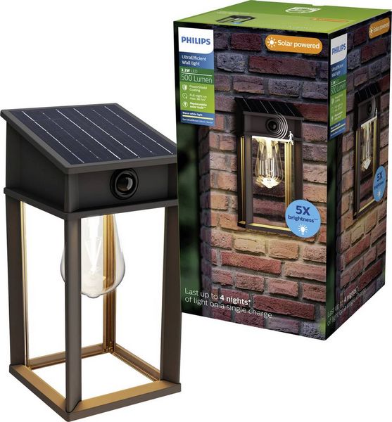 Produktbild: Philips LED Geri 929004632601 Solar-Au&szlig;enwandleuchte mit Bewegungsmelder LED 3.2W Schwarz