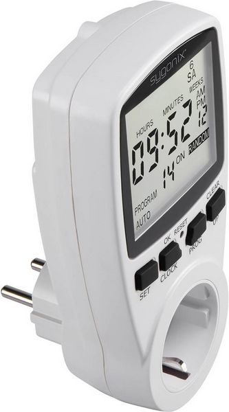 Produktbild: Sygonix 1625525 Steckdosen-Zeitschaltuhr digital Wochenprogramm 3680 W Timer-Funktion, START/STOPP-Funktion, Zufallsfunktion