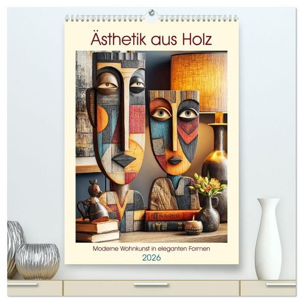 Ästhetik aus Holz. Moderne Wohnkunst in eleganten Formen (hochwertiger Premium Wandkalender 2026 DIN A2 hoch), Kunstdruck in Hochglanz