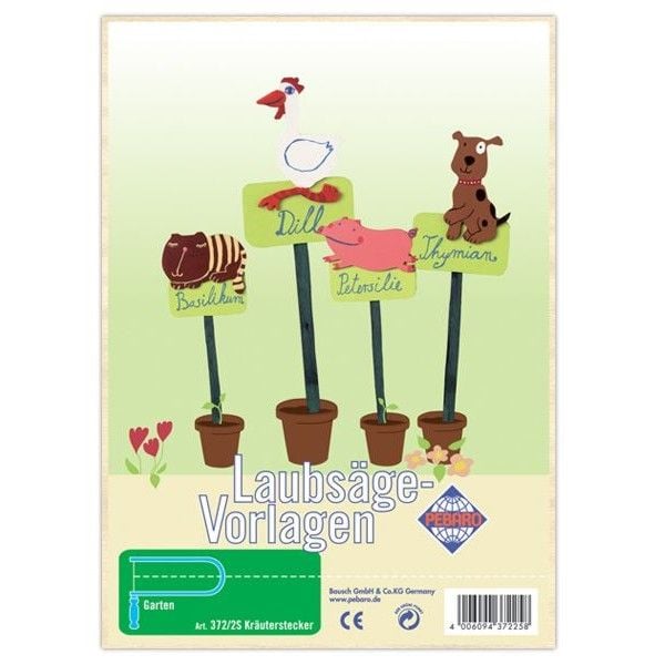 PEBARO 372/2S - Laubsägevorlage Kräuterstecker, 1 Platte, Größe DIN A4
