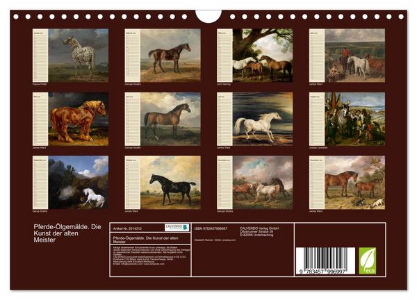 Produktbild: Pferde-&Ouml;lgem&auml;lde. Die Kunst der alten Meister (Wandkalender 2026 DIN A4 quer), CALVENDO Monatskalender
