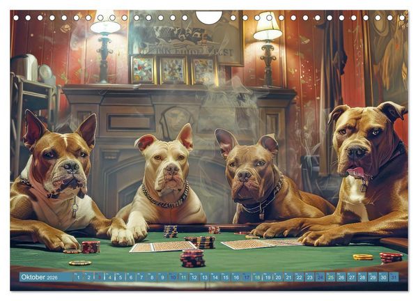 Produktbild: Gangsterhunde - KI-Bilder (Wandkalender 2026 DIN A4 quer), CALVENDO Monatskalender