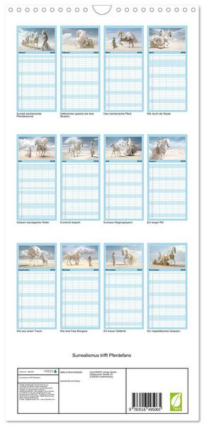 Produktbild: Familienplaner 2026 - Surrealismus trifft Pferdefans mit 5 Spalten (Wandkalender, 21 x 45 cm) CALVENDO