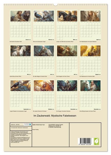 Produktbild: Im Zauberwald. Mystische Fabelwesen (hochwertiger Premium Wandkalender 2026 DIN A2 hoch), Kunstdruck in Hochglanz