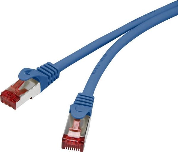 Produktbild: Renkforce RF-4979746 RJ45 Patchkabel CAT 6 S/FTP 1.00 m Blau mit Rastnasenschutz, vergoldete Steckkontakte, Flammwidrig 1 St.
