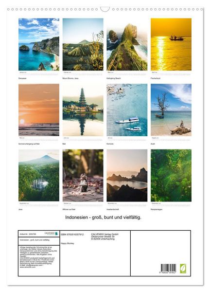 Produktbild: Indonesien - gro&szlig;, bunt und vielf&auml;ltig. (Wandkalender 2026 DIN A2 hoch), CALVENDO Monatskalender