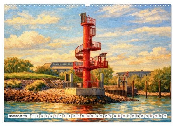 Produktbild: Leuchtt&uuml;rme an der Elbe - von Hamburg bis zur Elbm&uuml;ndung (hochwertiger Premium Wandkalender 2027 DIN A2 quer), Kunstdruck in Hochglanz