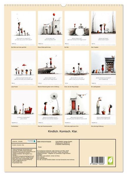 Produktbild: Kindlich. Komisch. Klar. (hochwertiger Premium Wandkalender 2026 DIN A2 hoch), Kunstdruck in Hochglanz