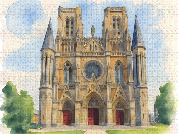 Produktbild: CALVENDO Puzzle L'&Egrave;glise Notre Dame in Avraches | 1000 Teile Lege-Gr&ouml;&szlig;e 64x48cm Foto-Puzzle f&uuml;r gl&uuml;ckliche Stunden