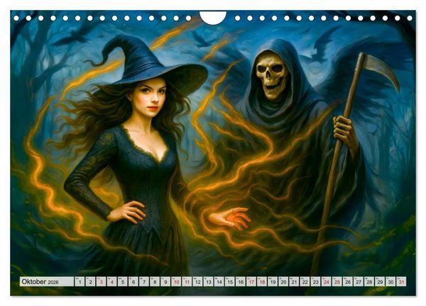 Produktbild: Mystische Hexen - Magische Frauen und finstere N&auml;chte (Wandkalender 2026 DIN A4 quer), CALVENDO Monatskalender