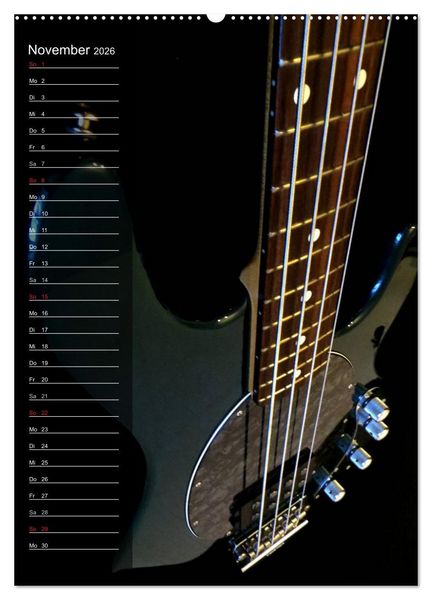 Produktbild: ROCKGITARREN in Szene gesetzt / Geburtstagskalender (hochwertiger Premium Wandkalender 2026 DIN A2 hoch), Kunstdruck in Hochglanz
