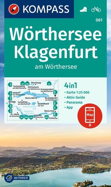 Produktbild: KOMPASS Wanderkarte 061 W&ouml;rthersee, Klagenfurt am W&ouml;rthersee 1:25.000