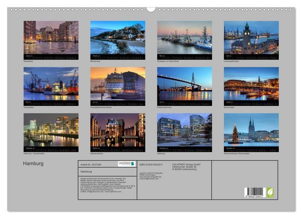 Produktbild: Hamburg (Wandkalender 2026 DIN A2 quer), CALVENDO Monatskalender