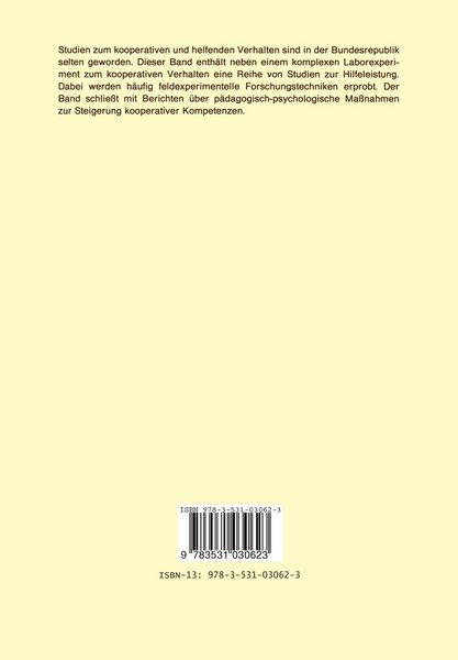 Produktbild: Untersuchungen zum kooperativen und prosozialen Verhalten