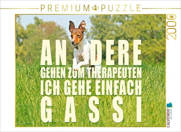 Produktbild: CALVENDO Puzzle Jack Russell Terrier rennt &uuml;ber eine Wiese | 2000 Teile Lege-Gr&ouml;&szlig;e 90x67cm Foto-Puzzle f&uuml;r gl&uuml;ckliche Stunden