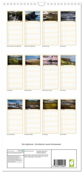 Produktbild: Familienplaner 2026 - Die Highlands - Schottlands rauher Nordwesten mit 5 Spalten (Wandkalender, 21 x 45 cm) CALVENDO