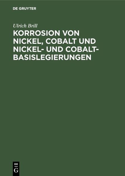 Produktbild: Korrosion von Nickel, Cobalt und Nickel- und Cobalt- Basislegierungen