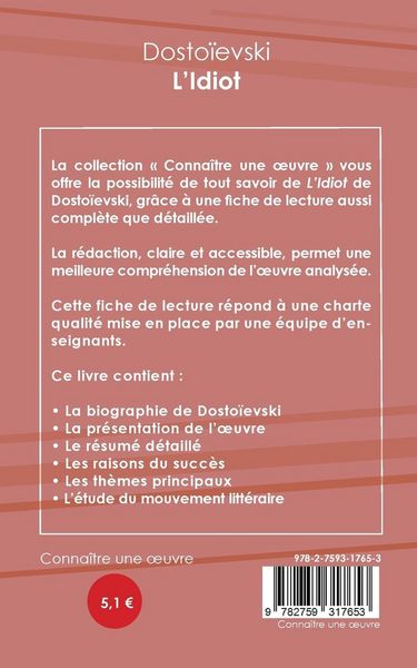 Produktbild: Fiche de lecture L'Idiot (Analyse litt&eacute;raire de r&eacute;f&eacute;rence et r&eacute;sum&eacute; complet)