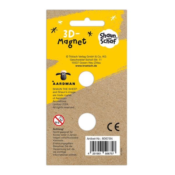 Produktbild: Tr&ouml;tsch Shaun das Schaf 3D-Magnet sitzend