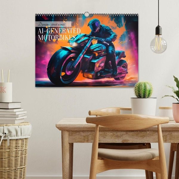 Produktbild: DYNAMIC STREET SCENES AI-generated motorbikes (Wall Calendar 2026 DIN A3 landscape), CALVENDO 12 Month Wall Calendar