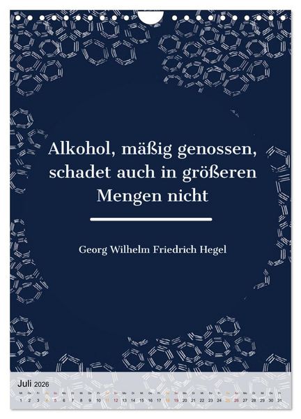 Produktbild: Dichter als Goethe - Der literarische Alkohol-Kalender (Wandkalender 2026 DIN A4 hoch), CALVENDO Monatskalender