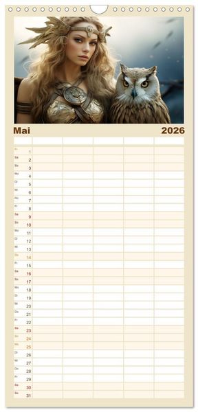 Produktbild: Familienplaner 2026 - M&auml;rchenhafte Fabelfrauen mit 5 Spalten (Wandkalender, 21 x 45 cm) CALVENDO