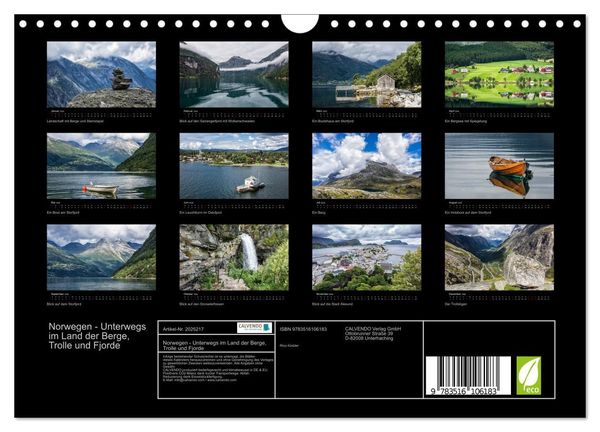 Produktbild: Norwegen - Unterwegs im Land der Berge, Trolle und Fjorde (Wandkalender 2026 DIN A4 quer), CALVENDO Monatskalender