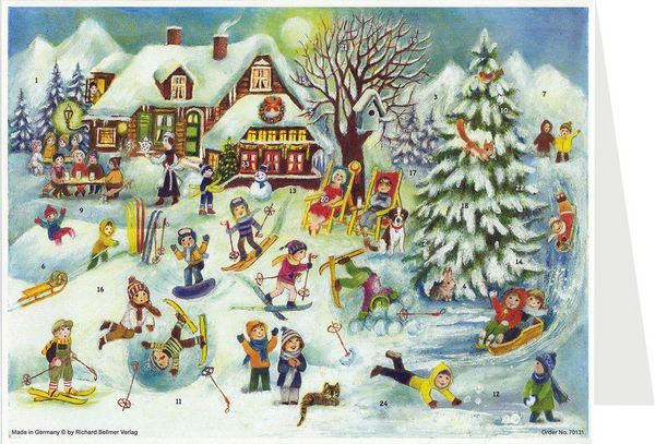 Produktbild: Postkarten-Adventskalender "Skih&uuml;tte"