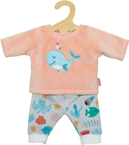 Flauschiger Puppen-Pyjama 'Wal Bobby', 2-teilig, Gr. 28-35 cm