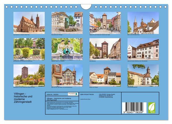 Produktbild: Villingen - historische und moderne Z&auml;hringerstadt (Wandkalender 2026 DIN A4 quer), CALVENDO Monatskalender