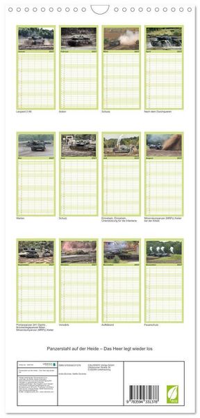 Produktbild: Familienplaner 2027 - Panzerstahl auf der Heide &ndash; Das Heer legt wieder los mit 5 Spalten (Wandkalender, 21 x 45 cm) CALVENDO