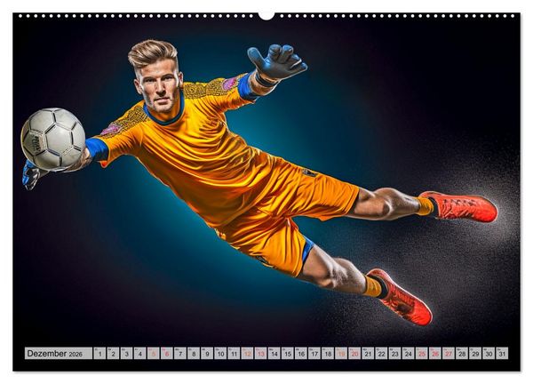 Produktbild: Fussball - Tormann in Aktion (hochwertiger Premium Wandkalender 2026 DIN A2 quer), Kunstdruck in Hochglanz
