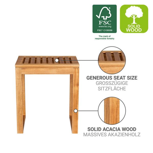 Produktbild: Badhocker Mod. Fondi, aus massivem Akazienholz