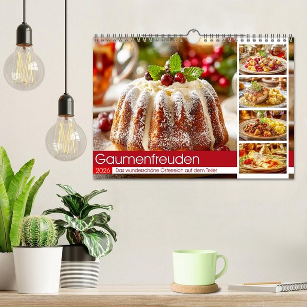 Produktbild: Gaumenfreuden. Das wundersch&ouml;ne &Ouml;sterreich auf dem Teller (Wandkalender 2026 DIN A4 quer), CALVENDO Monatskalender